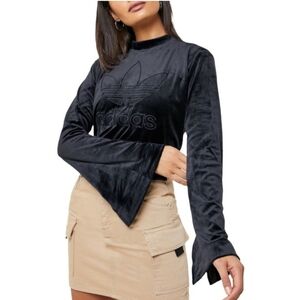 Adidas Originals Essential Velour Sweatshirt Top Black